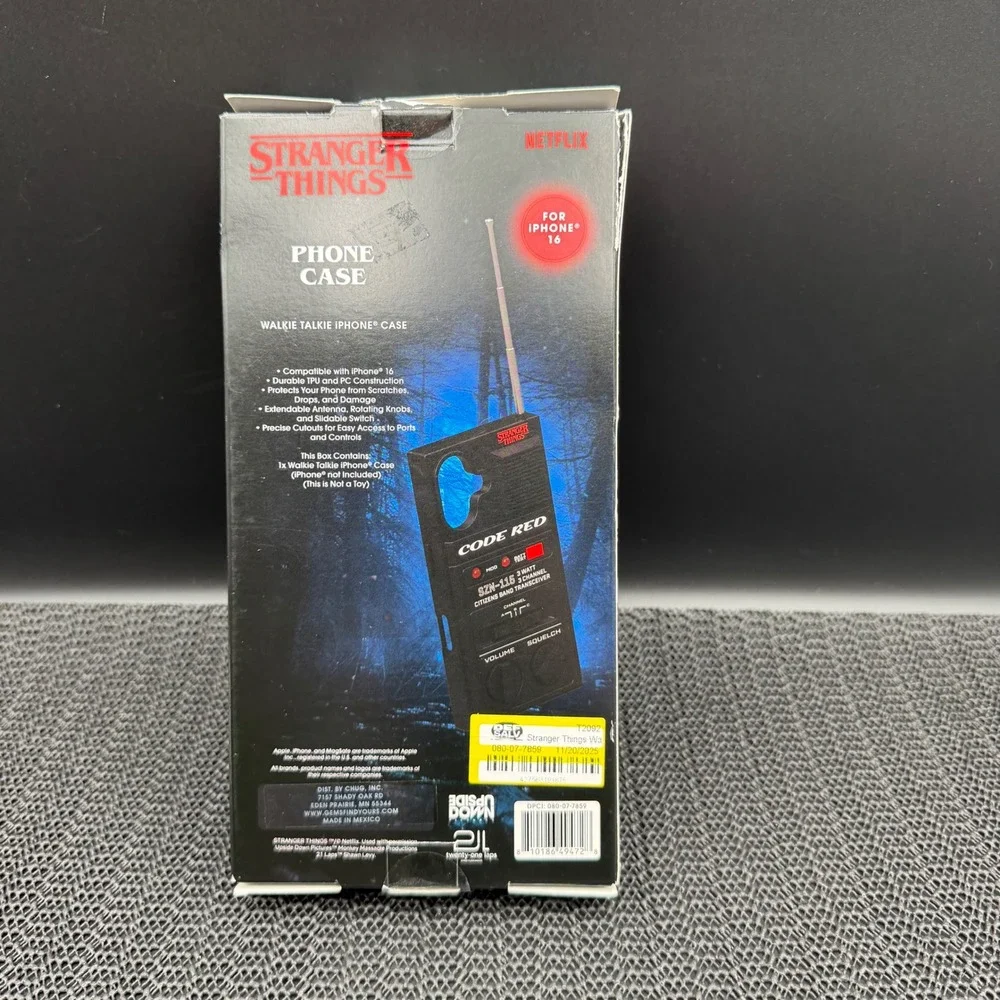 Stranger Things Walkie Talkie iPhone 16 Case Netflix Retro Code Red Black TPU PC